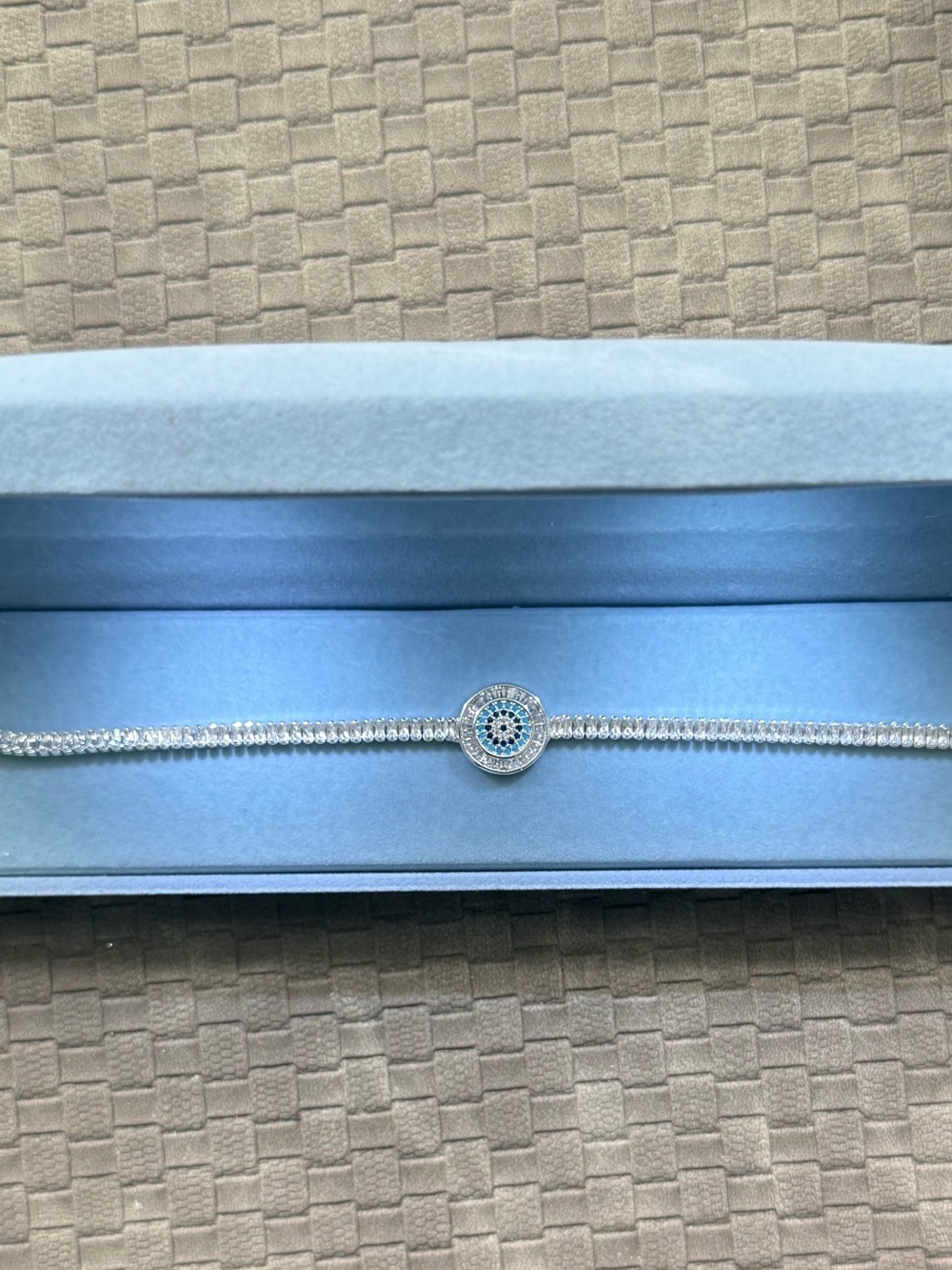 Danecraft Silver tone Blue Crystal Evil‎ Eye Bracelet NEW